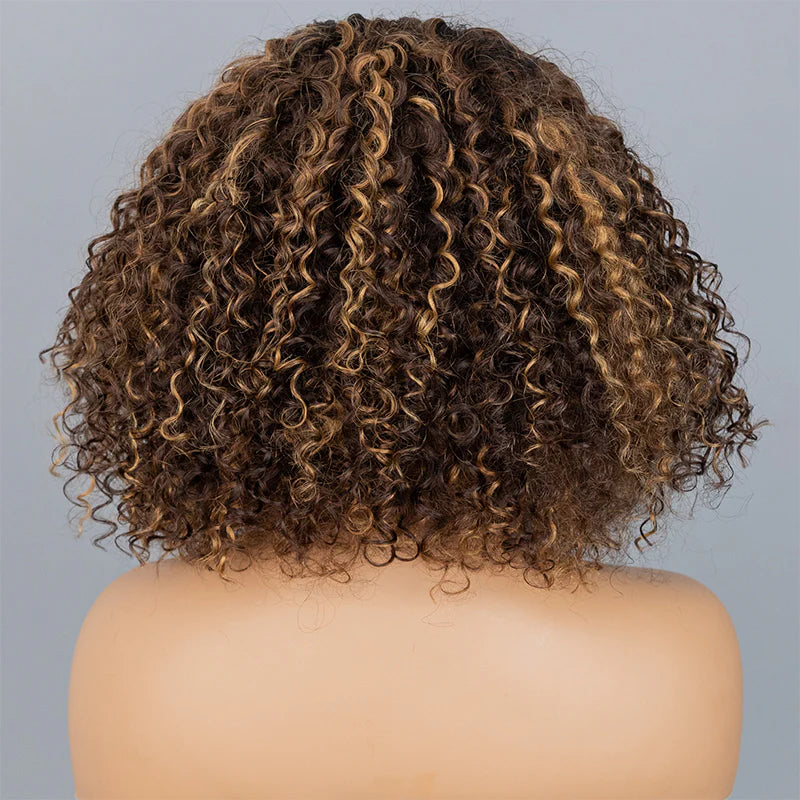 Ombre Highlight Brown Bob Water Wave Wear Go Wig Pre-Cut 7x5 Glueless Wig