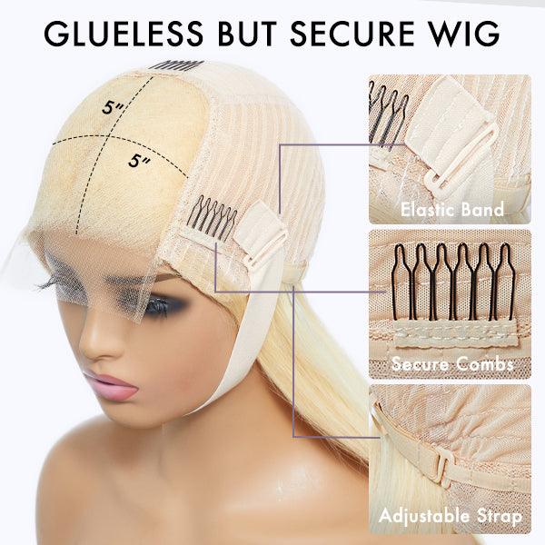 reMax Wigs | Easily Redyed 613 Silky Straight 5x5 Closure HD Lace Glueless Mid Part Long Wig Pre-cut & Plucked & Bleached