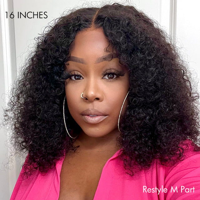 Full Kinky Curly 5x5 Closure HD Lace Glueless Side Part Neck Length Wig 100% Human Hair - US Only
