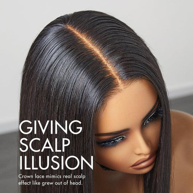 Silky Blunt Cut Glueless 2x6 / 5x5 Closure Lace Shoulder Length Bob Wig Pre Plucked & Bleached