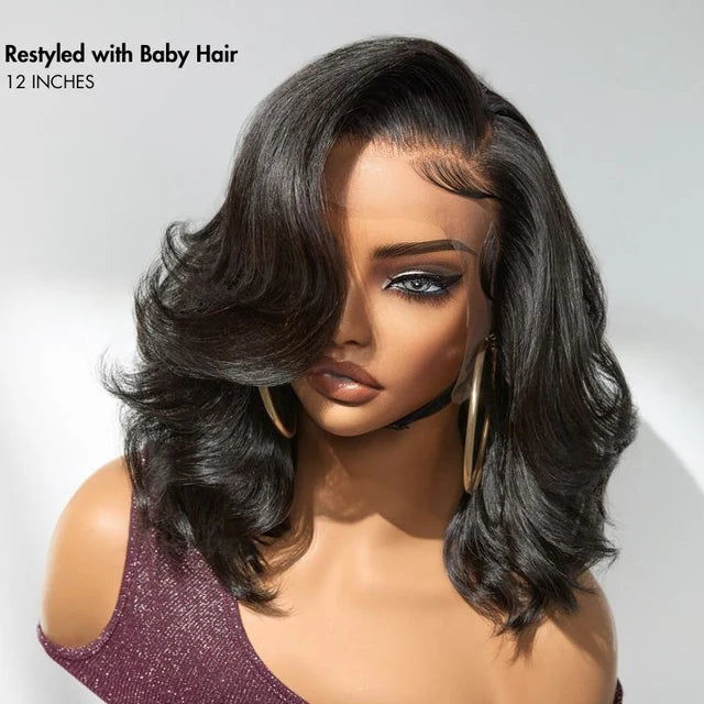 Natural Black Bouncy transparent lace 13x4 Glueless frontal