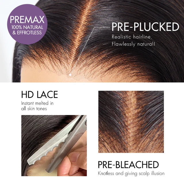 Wig PartingMax Brown Highlights Funmi Curly 7x6 Closure HD Lace Glueless Wig Pre Cut Lace