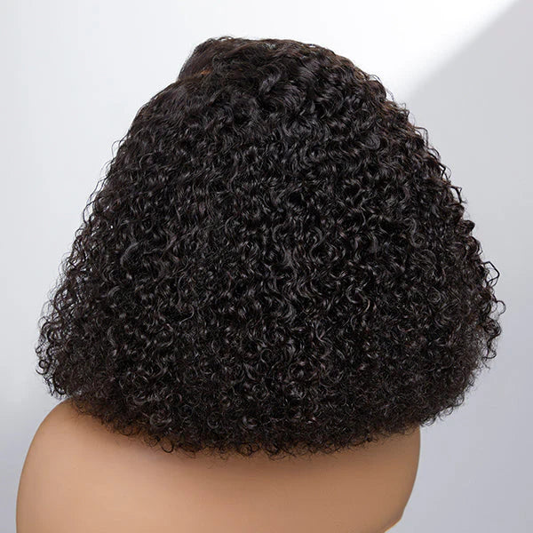 Full Kinky Curly 5x5 Closure HD Lace Glueless Side Part Neck Length Wig 100% Human Hair - US Only