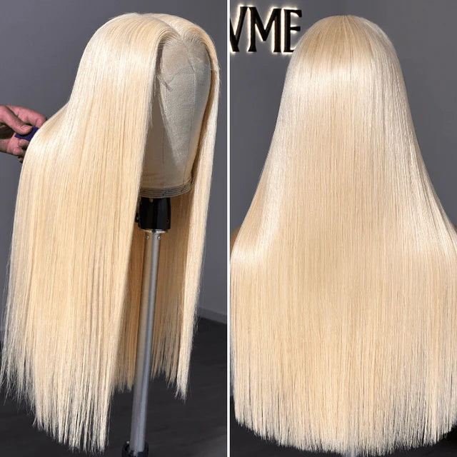 reMax Wigs | Easily Redyed 613 Silky Straight 5x5 Closure HD Lace Glueless Mid Part Long Wig Pre-cut & Plucked & Bleached