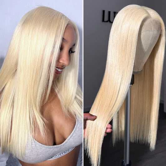 reMax Wigs | Easily Redyed 613 Silky Straight 5x5 Closure HD Lace Glueless Mid Part Long Wig Pre-cut & Plucked & Bleached