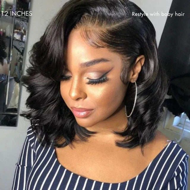 Natural Black Bouncy transparent lace 13x4 Glueless frontal