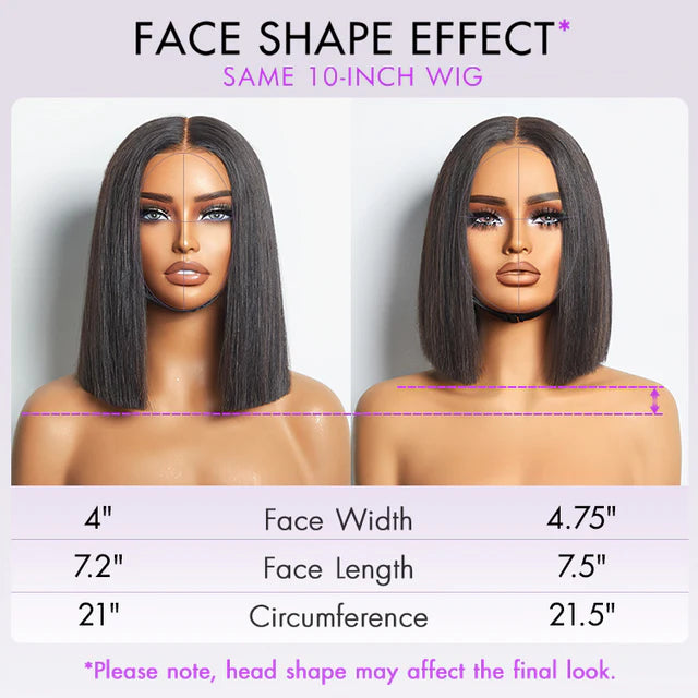 Silky Blunt Cut Glueless 2x6 / 5x5 Closure Lace Shoulder Length Bob Wig Pre Plucked & Bleached