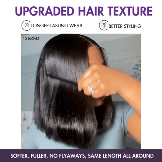 Silky Blunt Cut Glueless 2x6 / 5x5 Closure Lace Shoulder Length Bob Wig Pre Plucked & Bleached