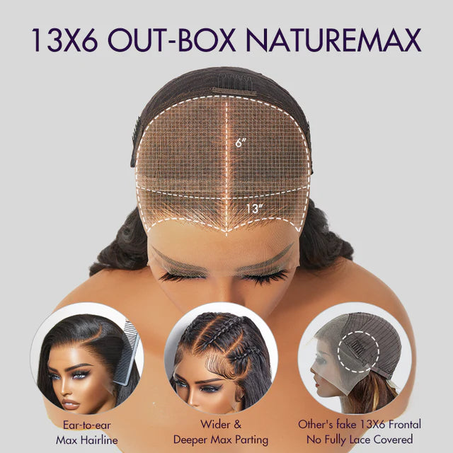 Nature Max Loose Body Wave Ear-to-ear Glueless 13x6 13x4 Frontal HD Lace C Part Wig
