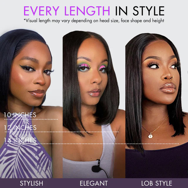 Ombre Blonde Highlight Silky Straight Glueless Ear-to-ear Lace Bob Wig 100% Human Hair Pre-Cut Lace