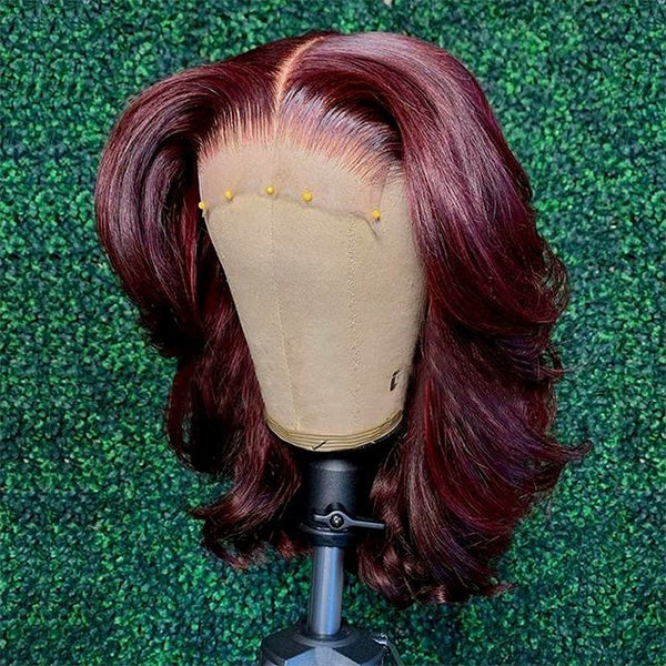 PreMax Wigs - Honey Blonde Highlight / Natural Black / Ombre Blonde Bouncy Body Wave Glueless 13x4 Frontal Lace Human Hair Wig