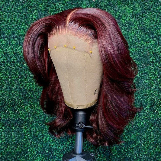 PreMax Wigs - Honey Blonde Highlight / Natural Black / Ombre Blonde Bouncy Body Wave Glueless 13x4 Frontal Lace Human Hair Wig